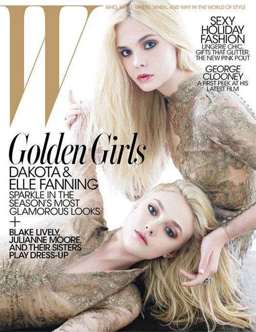 dakota and elle fanning w magazine cover valentino haute couture december 2011