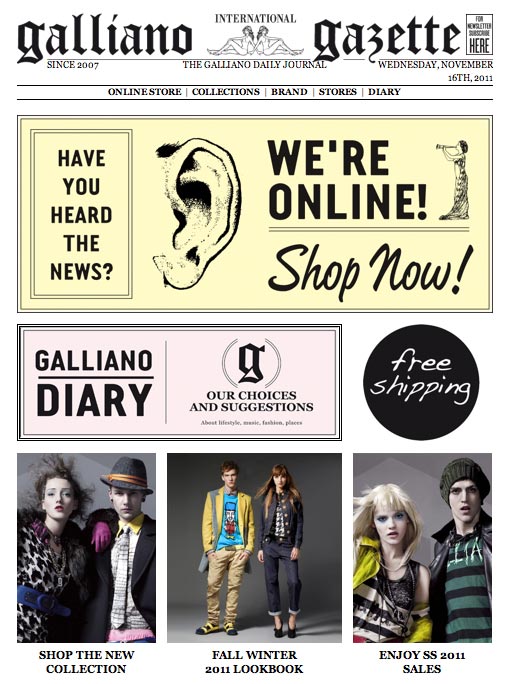 john galliano online store galliano gazette