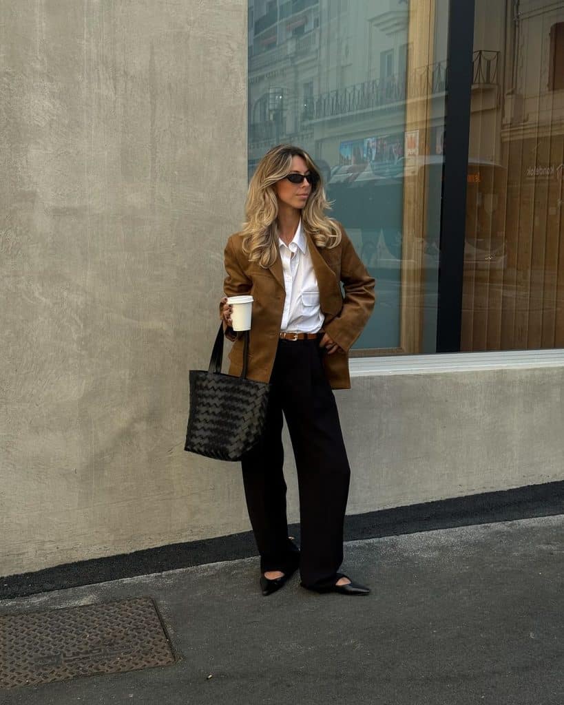 Brown Suede Blazer outfit ideas